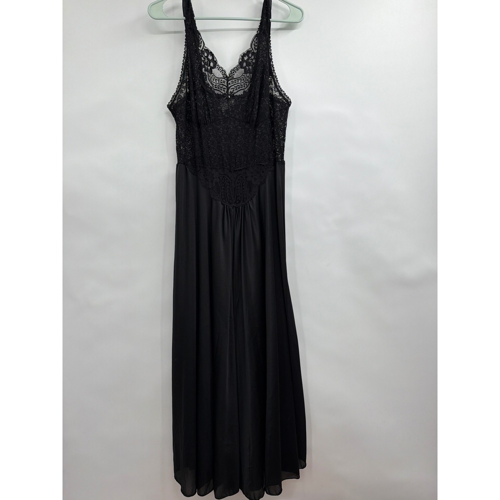 Intimate Attitudes Black Lace Maxi Nightgown Vintage‎ 1X Whimsigoth Dark Fairy